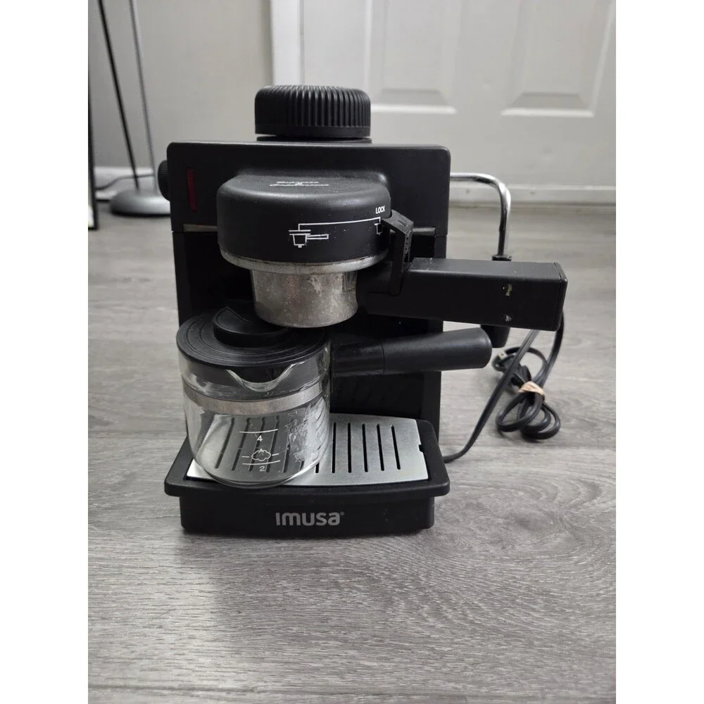 IMUSA Espresso & Cappuccino Maker Black Steam Espresso Machine 4 Cup Carafe
